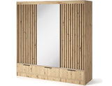 Voodi III Oak Wood Paneled Free Standing Wardrobe - Light Artisan Oak