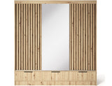 Voodi III Oak Wood Paneled Free Standing Wardrobe - Light Artisan Oak