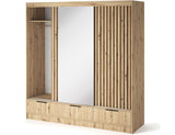 Voodi III Oak Wood Paneled Free Standing Wardrobe - Light Artisan Oak