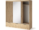 Voodi III Oak Wood Paneled Free Standing Wardrobe - Light Artisan Oak