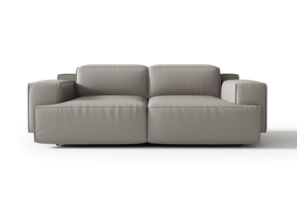 Valencia Valentina Leather Loveseat Recliner Sofa, Light Grey