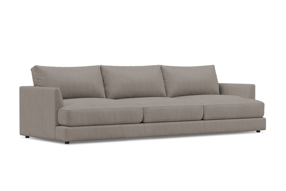 Valencia Serena Leather Three Seats Sectional Sofa, Light Grey