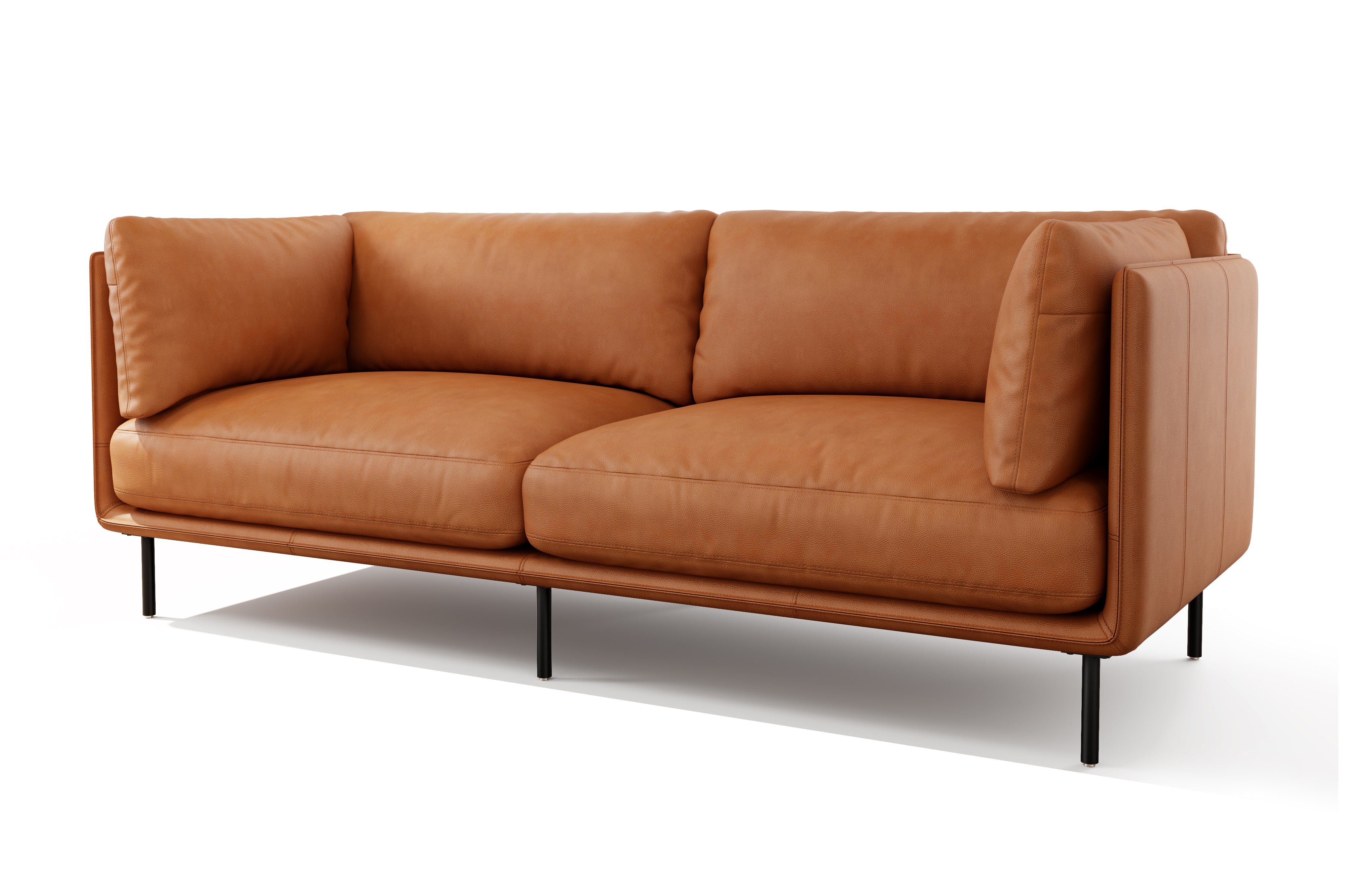 Valencia Chloe Leather Loveseat Sofa, Cognac