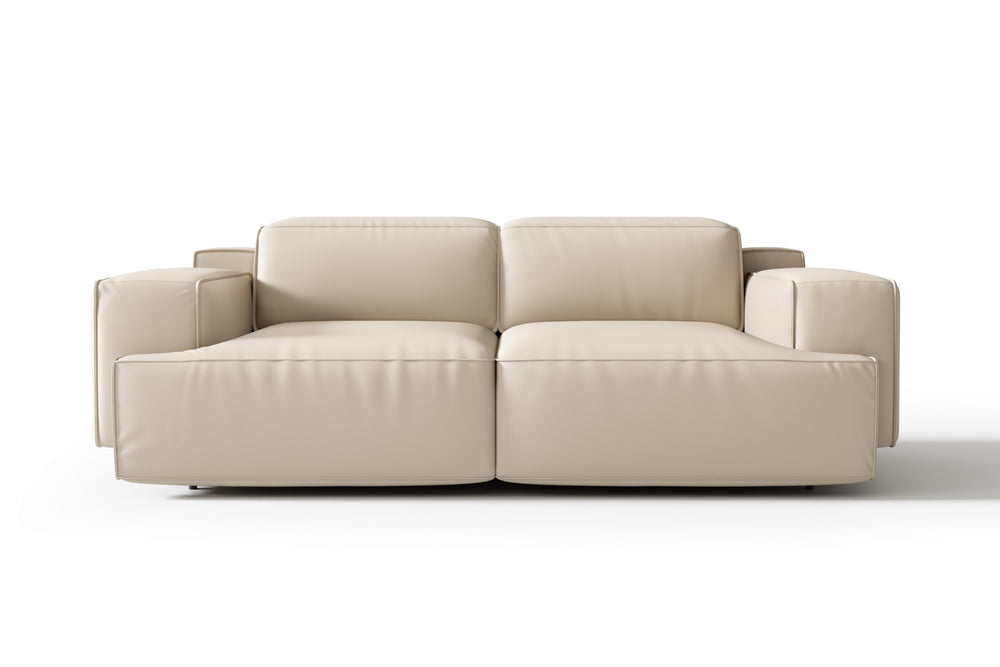 Valencia Valentina Leather Loveseat Recliner Sofa, Beige