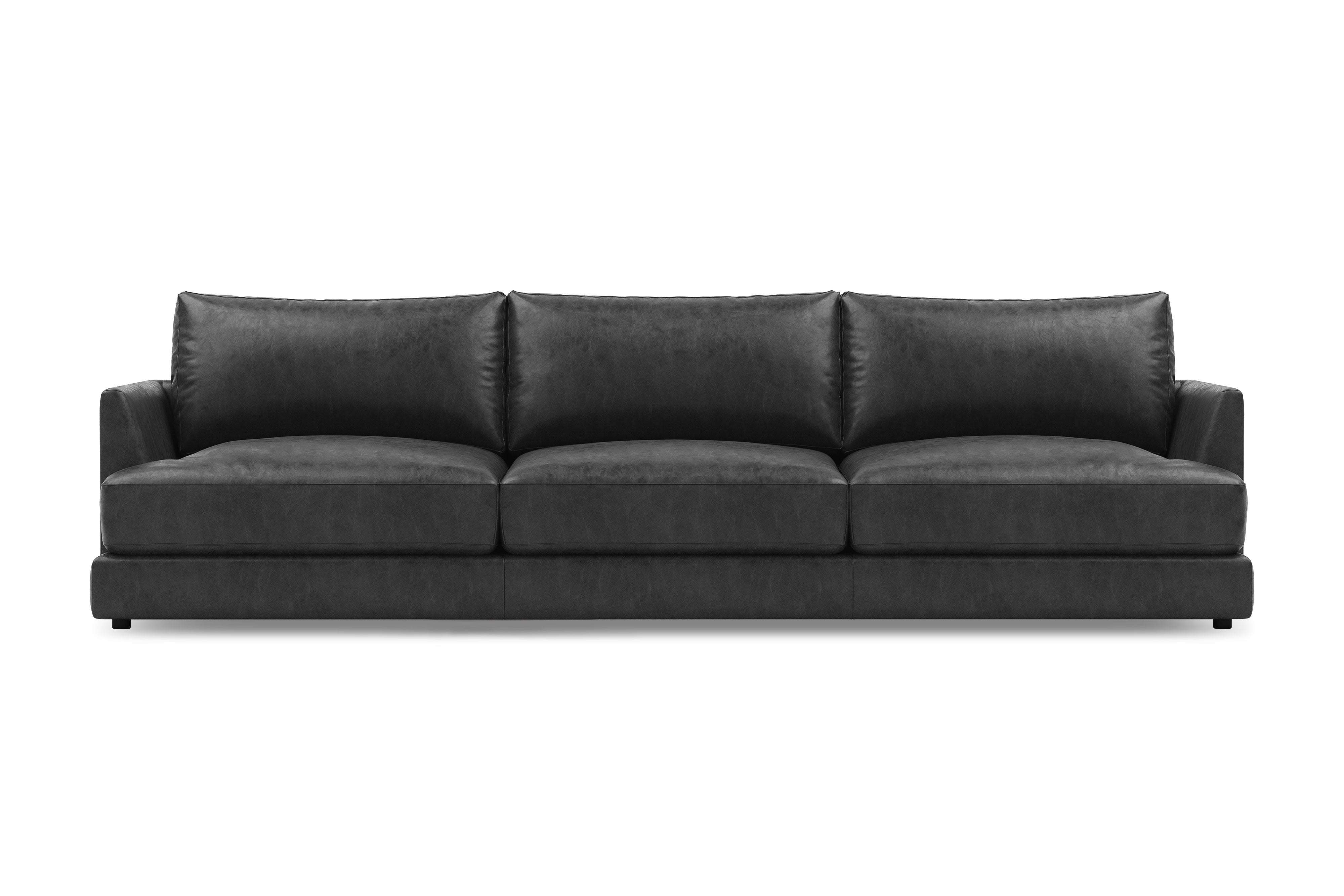 Valencia Serena Leather Three Seats Sectional Sofa, Black