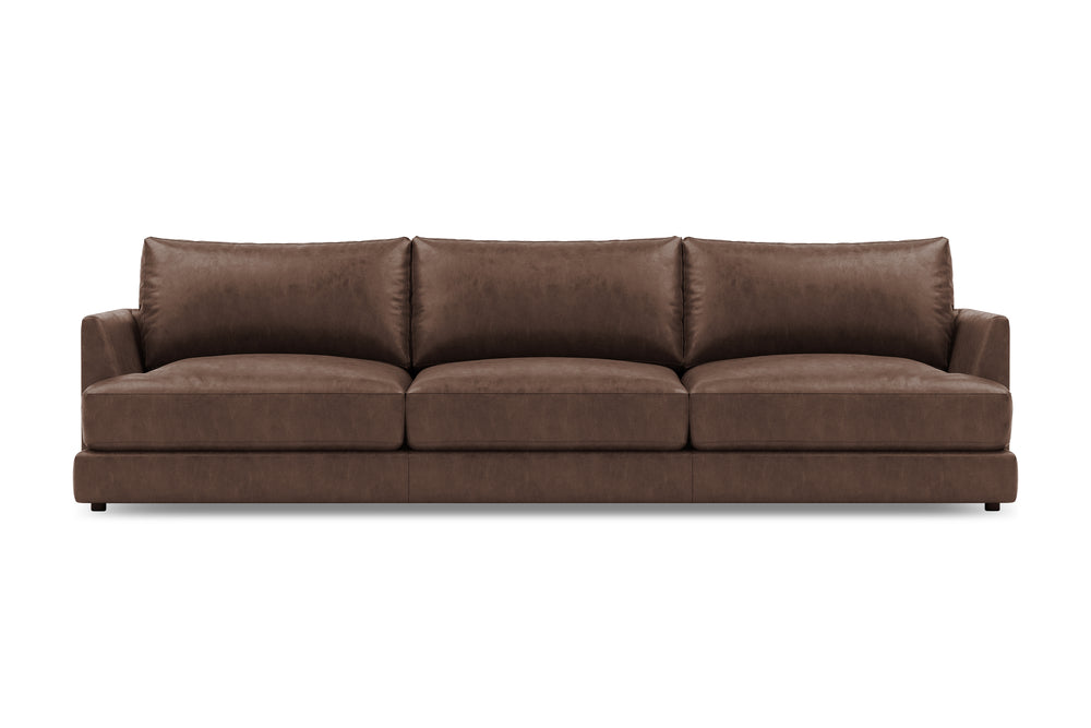 Valencia Serena Leather Three Seats Sectional Sofa, Brown