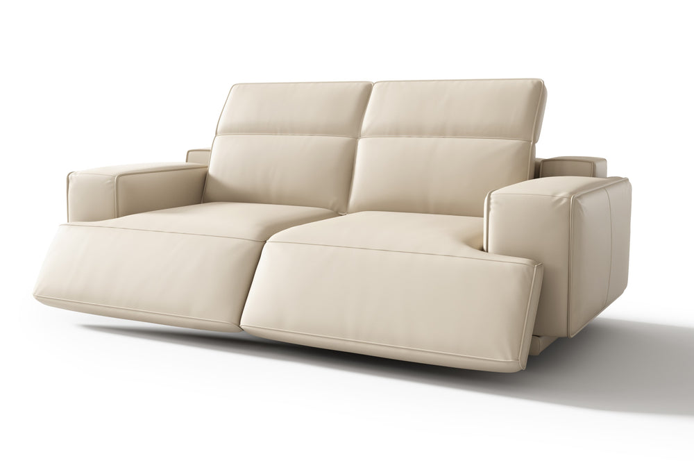 Valencia Valentina Leather Loveseat Recliner Sofa, Beige