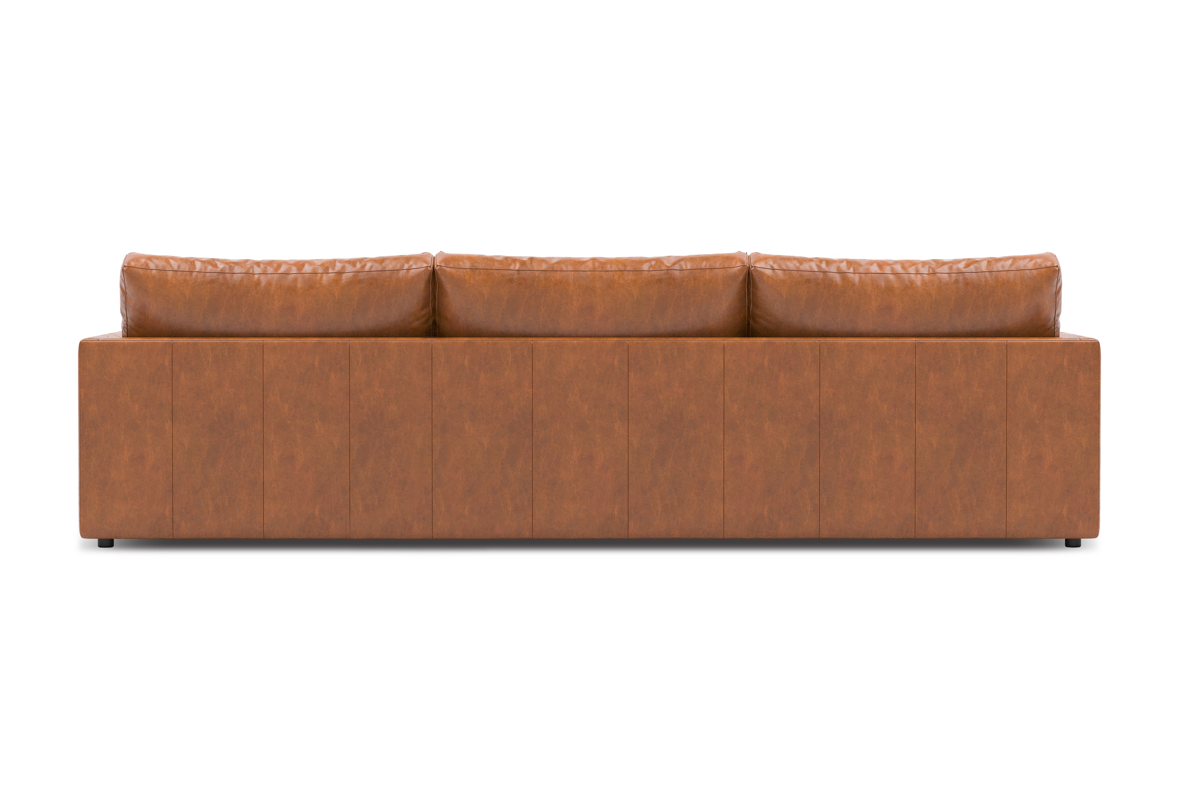 Valencia Serena Leather Three Seats Sectional Sofa, Cognac