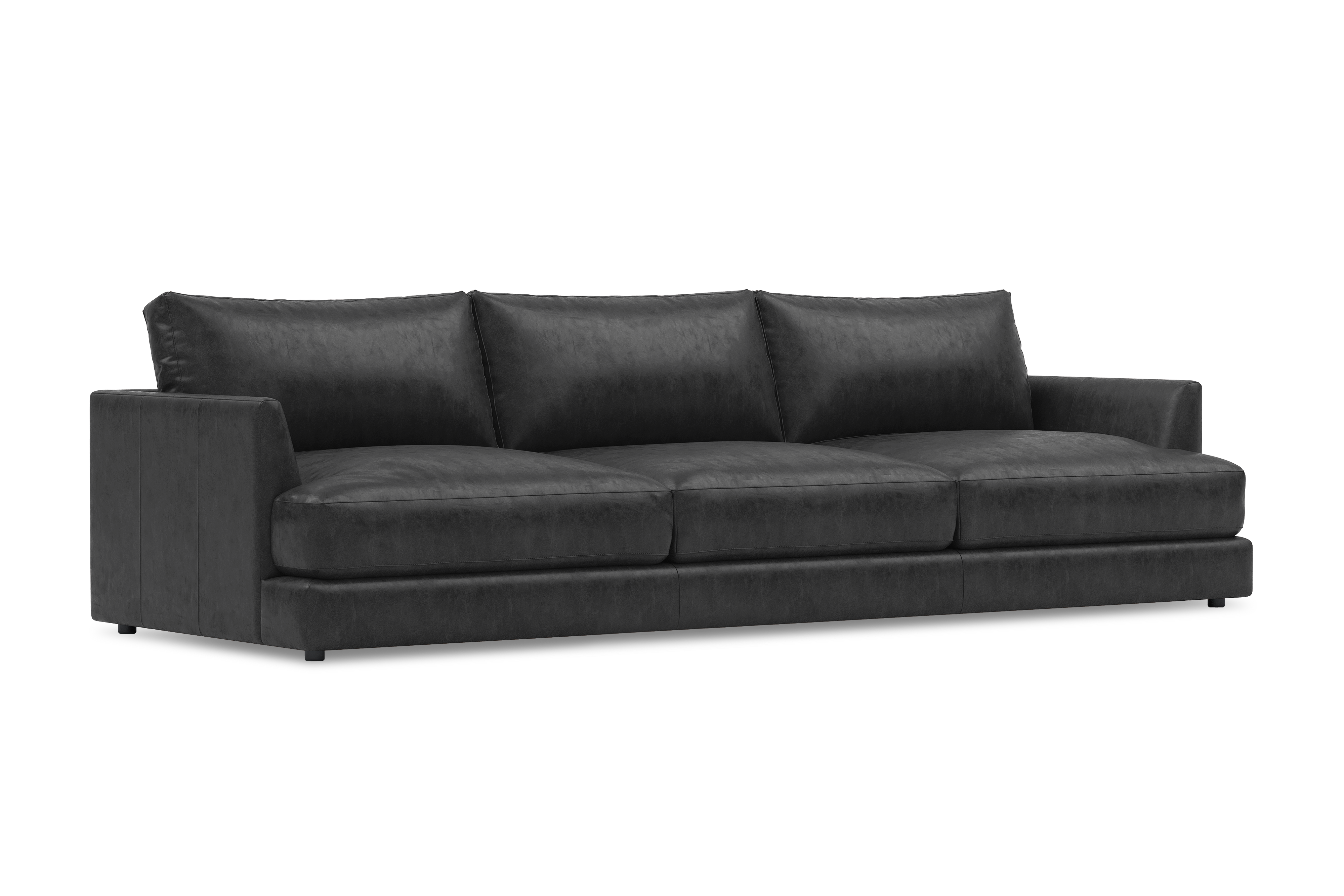 Valencia Serena Leather Three Seats Sectional Sofa, Black