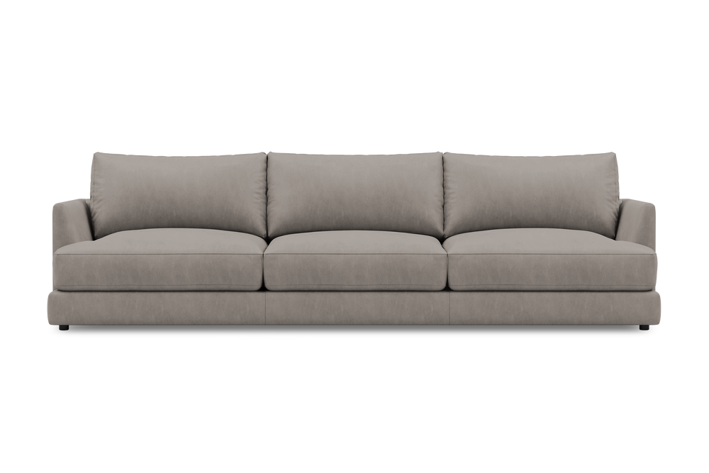 Valencia Serena Leather Three Seats Sectional Sofa, Light Grey