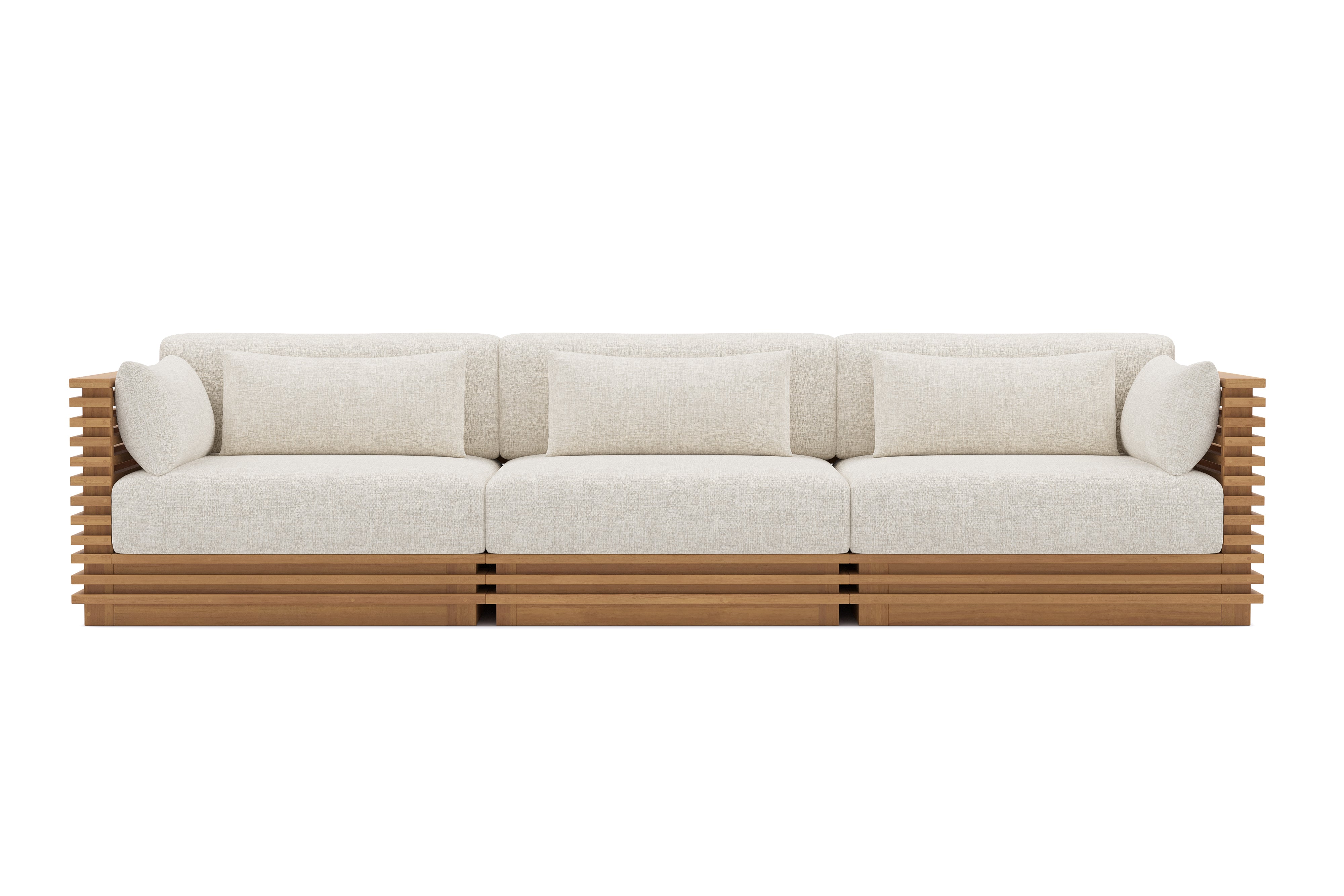 Valencia Elise Fabric Sectional Outdoor Three Seats Sofa, Beige