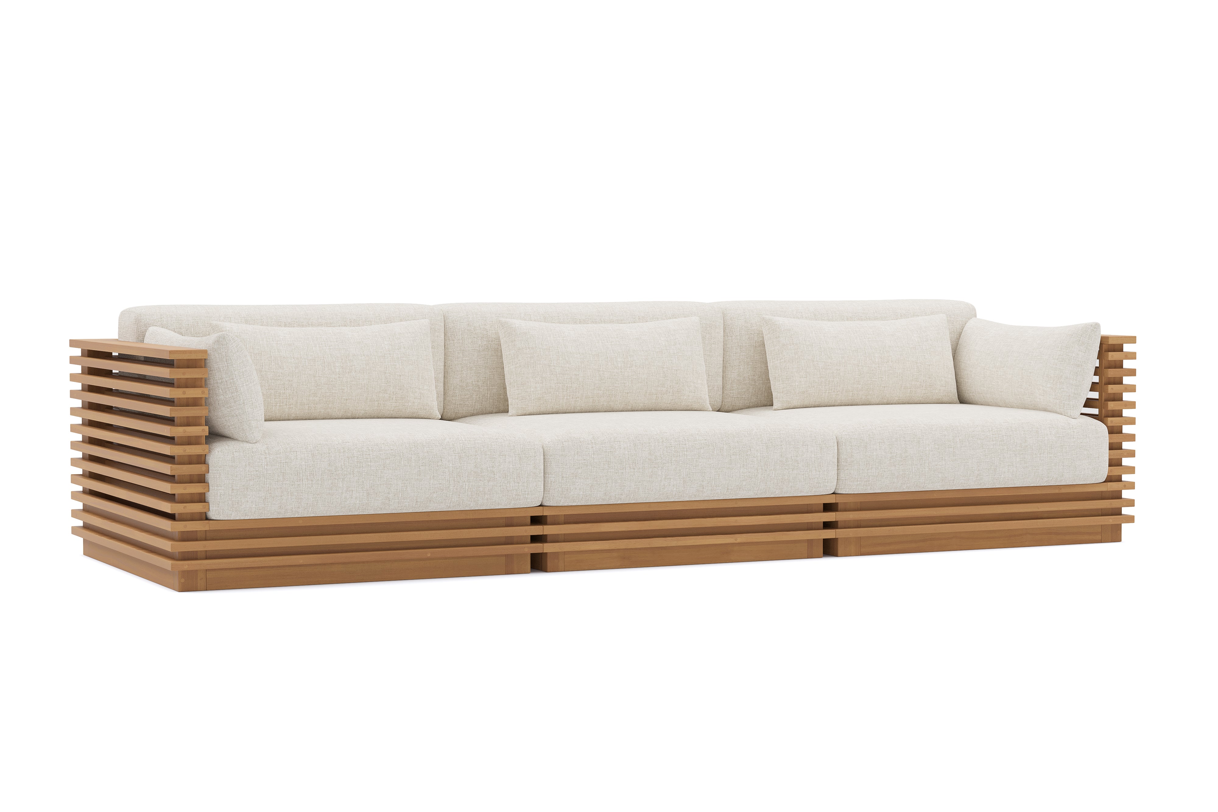 Valencia Elise Fabric Sectional Outdoor Three Seats Sofa, Beige