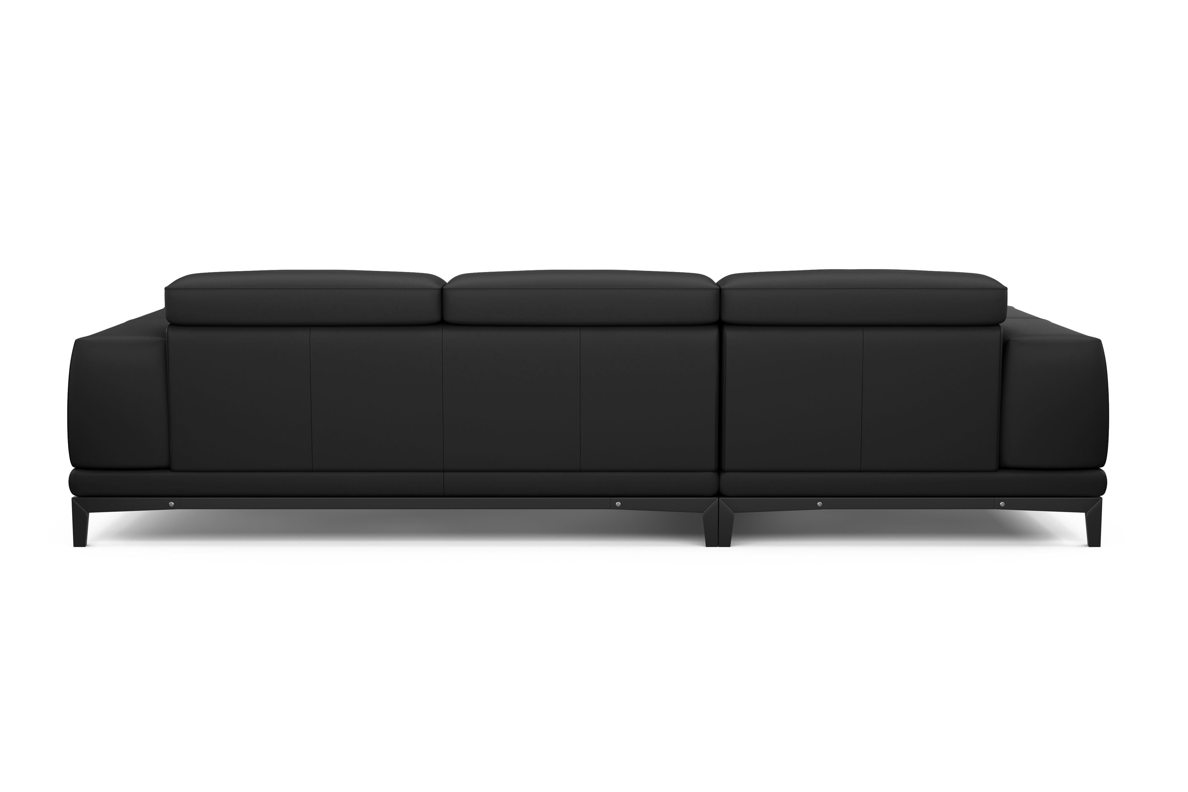 Valencia Valletta Top Grain Leather Three Seats with Left Chaise Sofa, Black