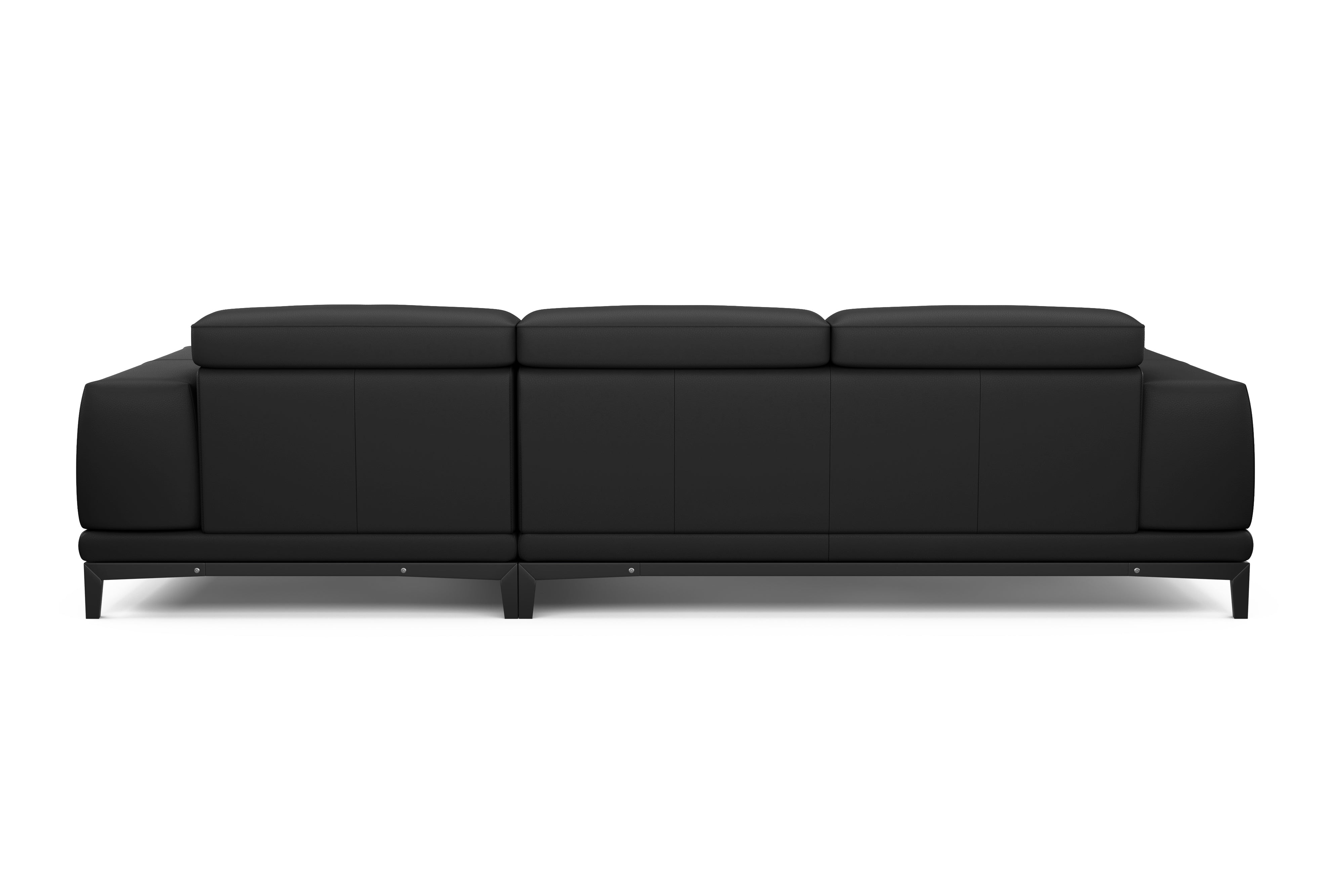 Valencia Valletta Top Grain Leather Three Seats with Right Chaise Sofa, Black