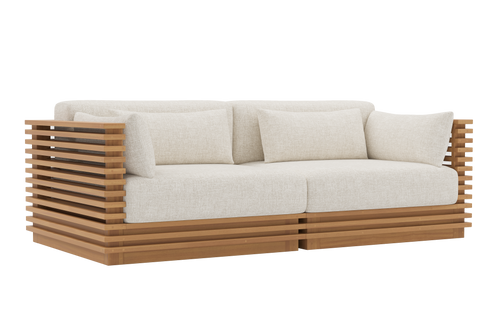 Valencia Elise Fabric Sectional Outdoor Loveseat Sofa, Beige