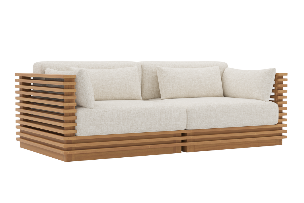 Valencia Elise Fabric Sectional Loveseat Sofa, Beige