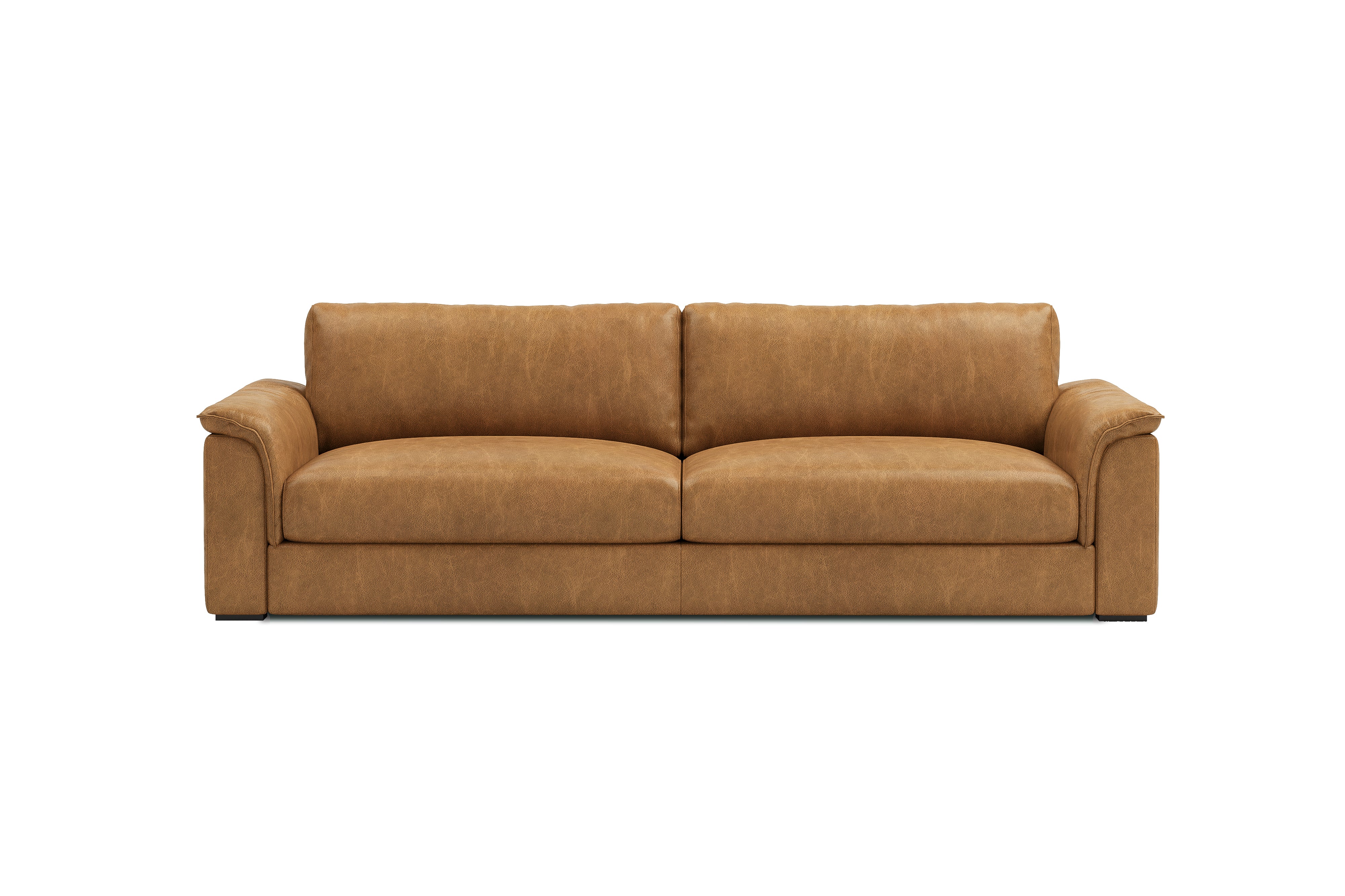 Valencia Zaira Leather Wide Sofa, Camel Brown