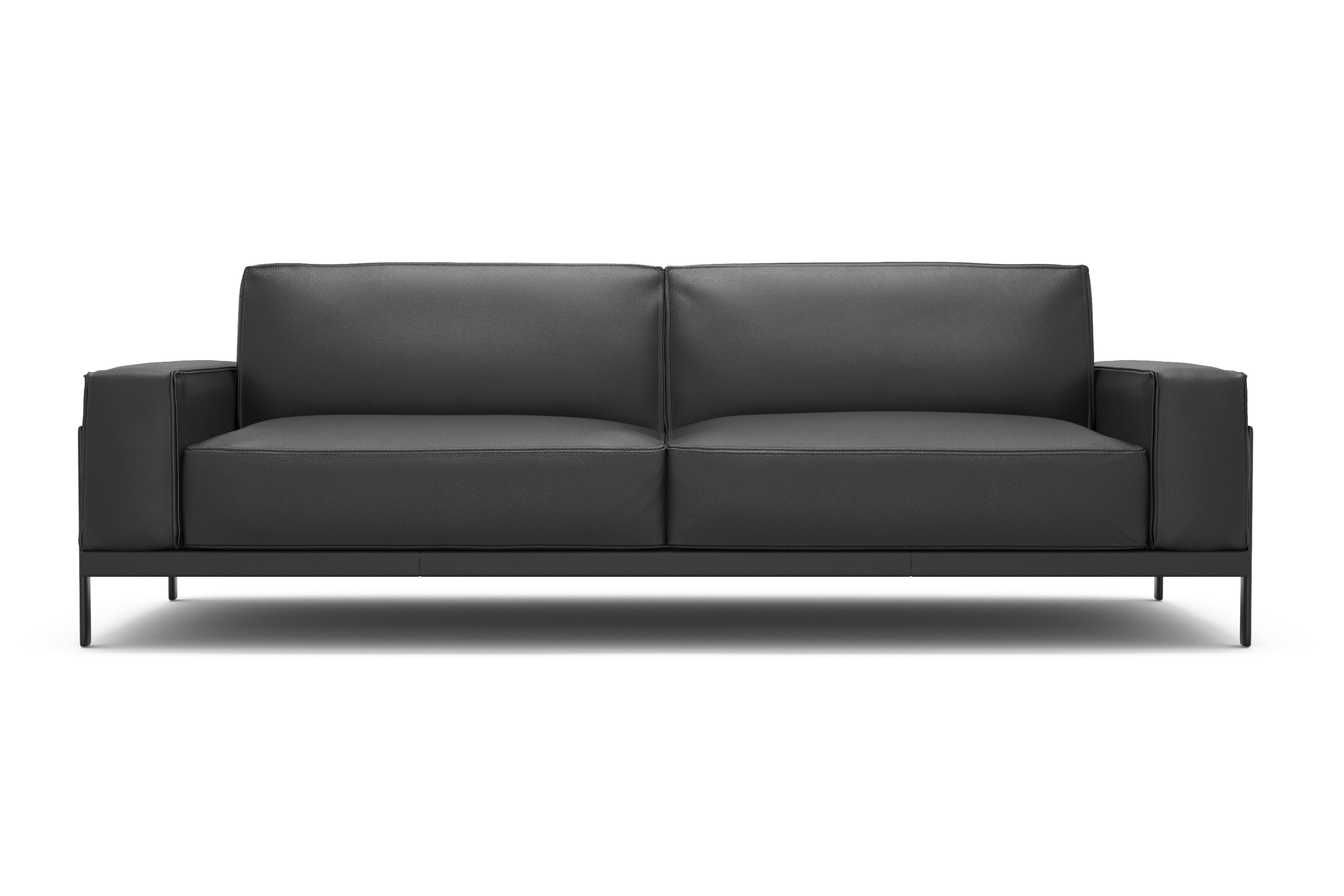 Valencia Chiara Leather Sofa with Steel Frame, Black Color