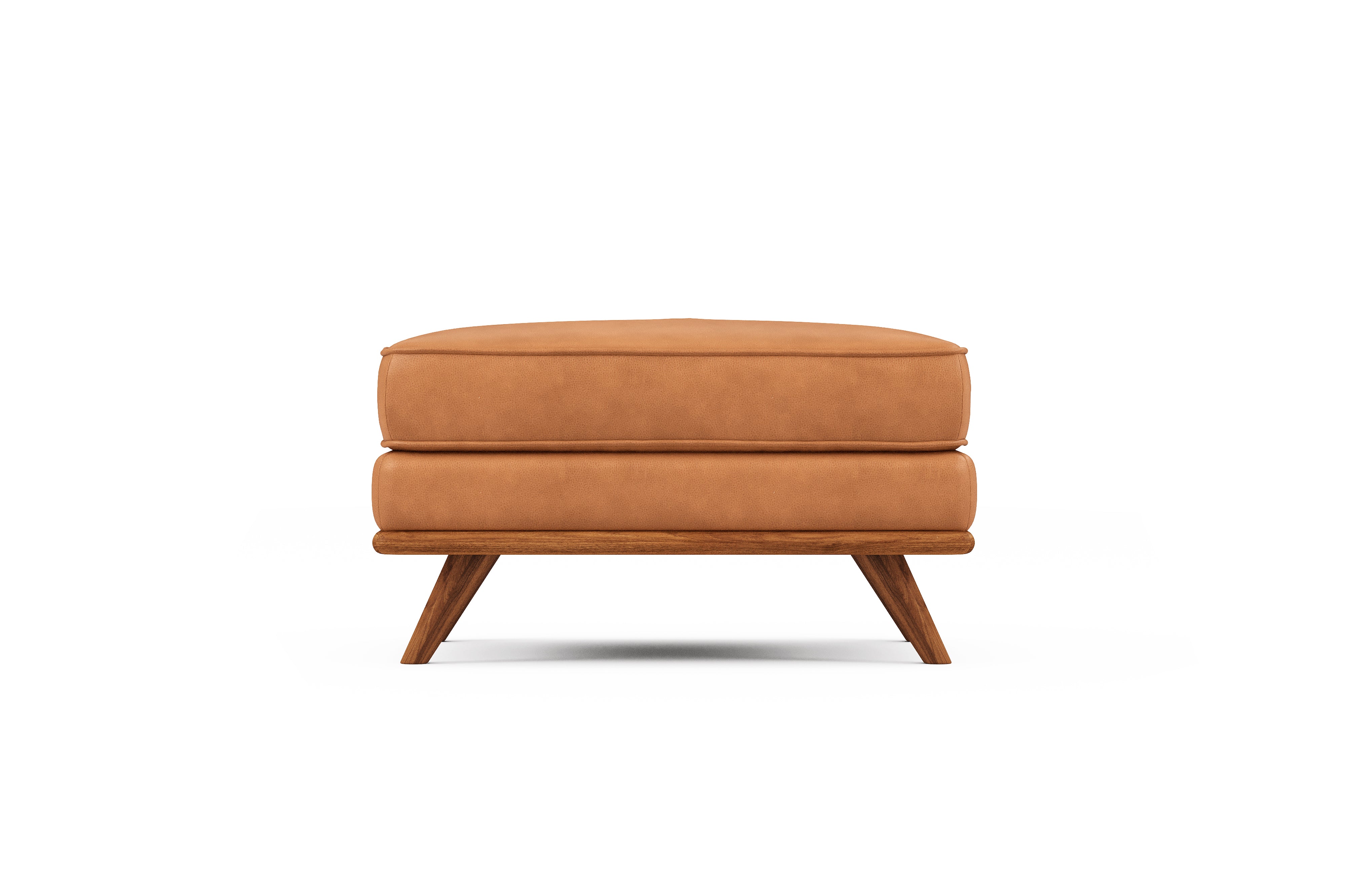 Valencia Artisan Top Grain Leather Ottoman, Cognac