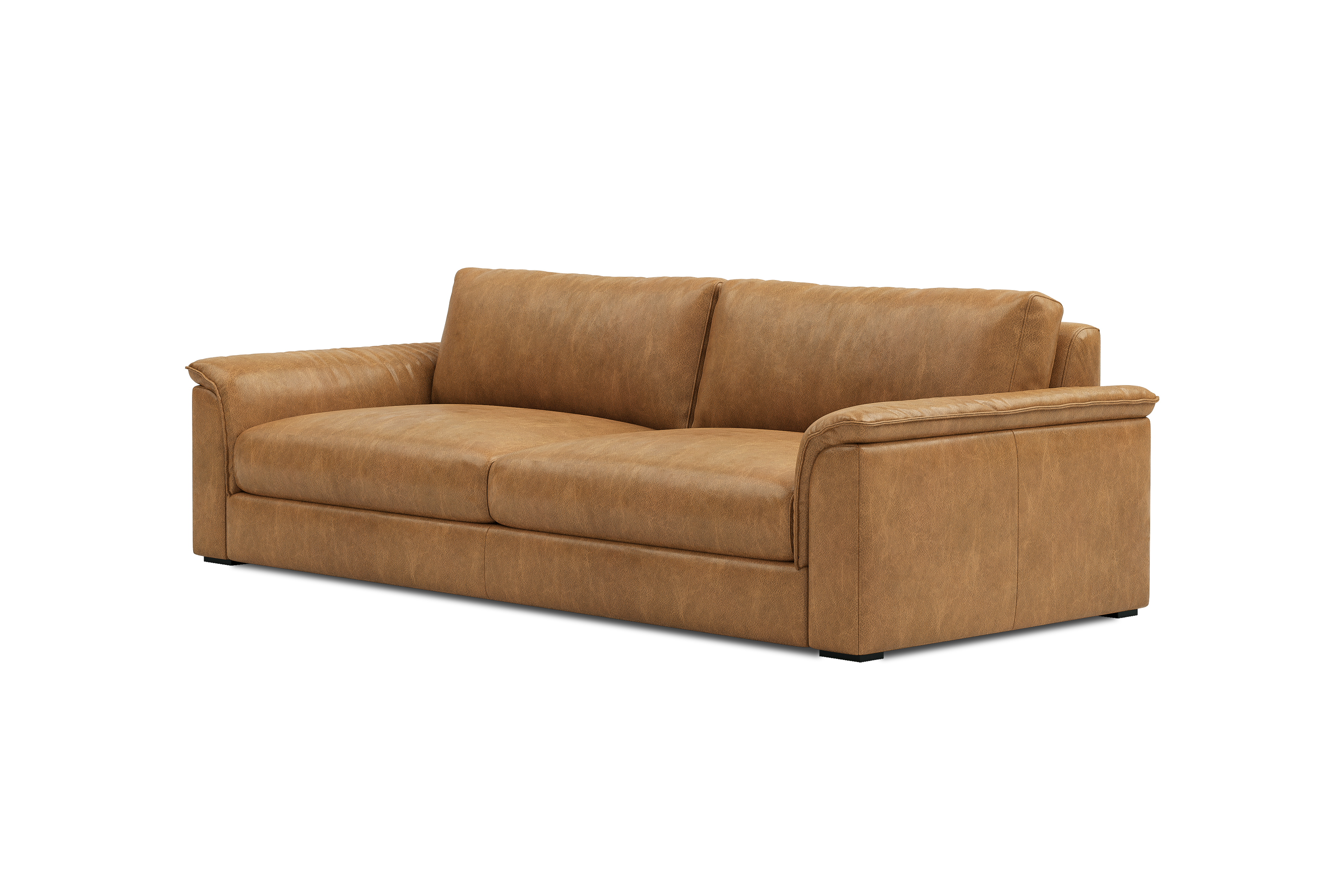 Valencia Zaira Leather Wide Sofa, Camel Brown