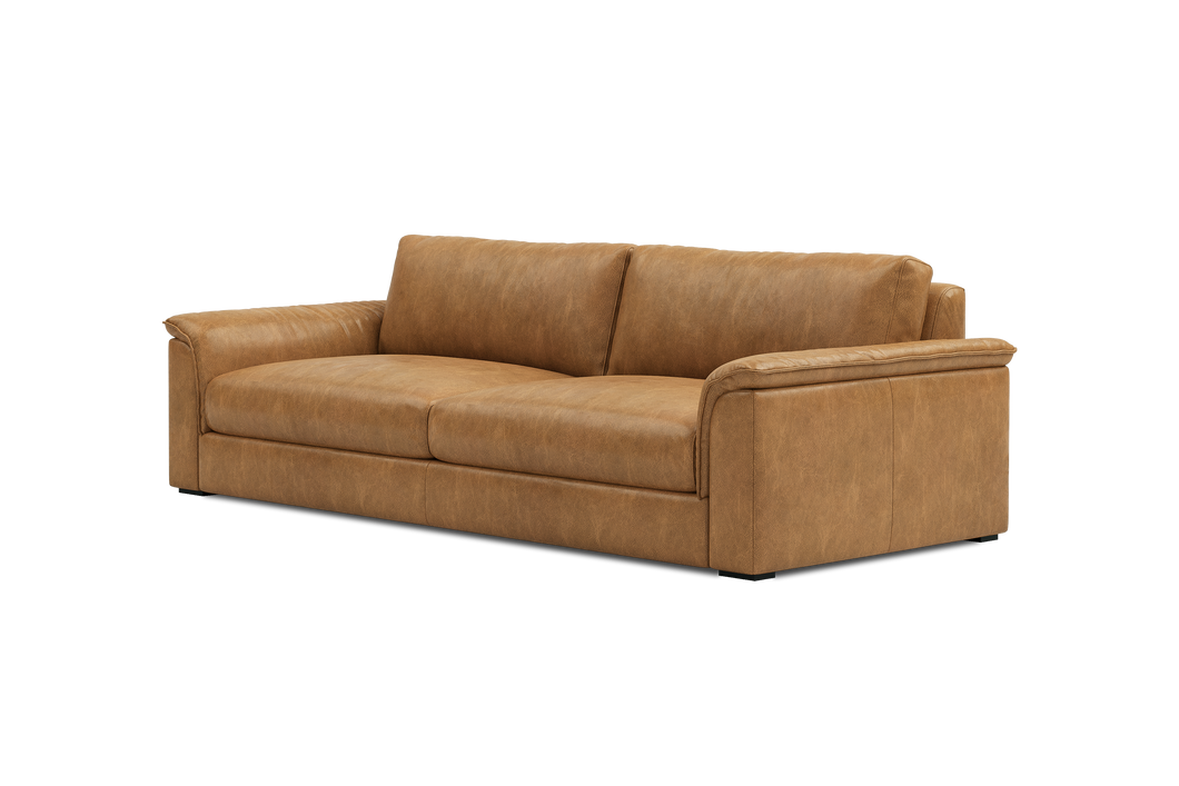 Valencia Zaira Leather Wide Sofa, Camel Brown