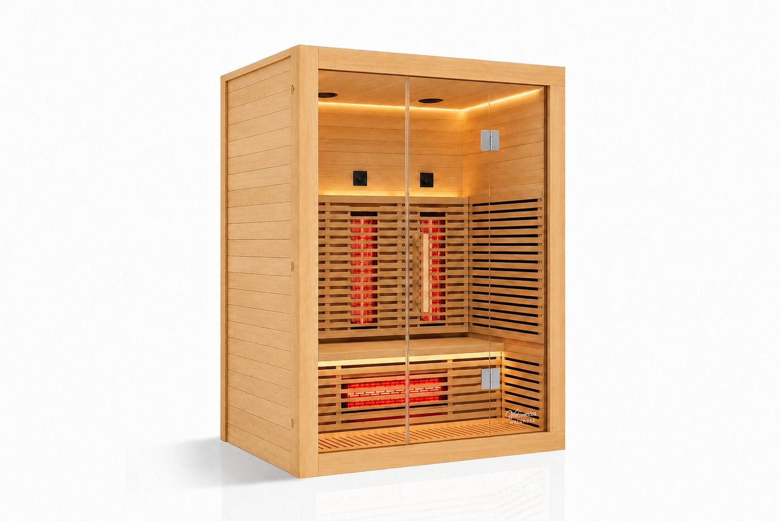 Valencia Aura 3-person full spectrum low-EMF infrared sauna in natural wood