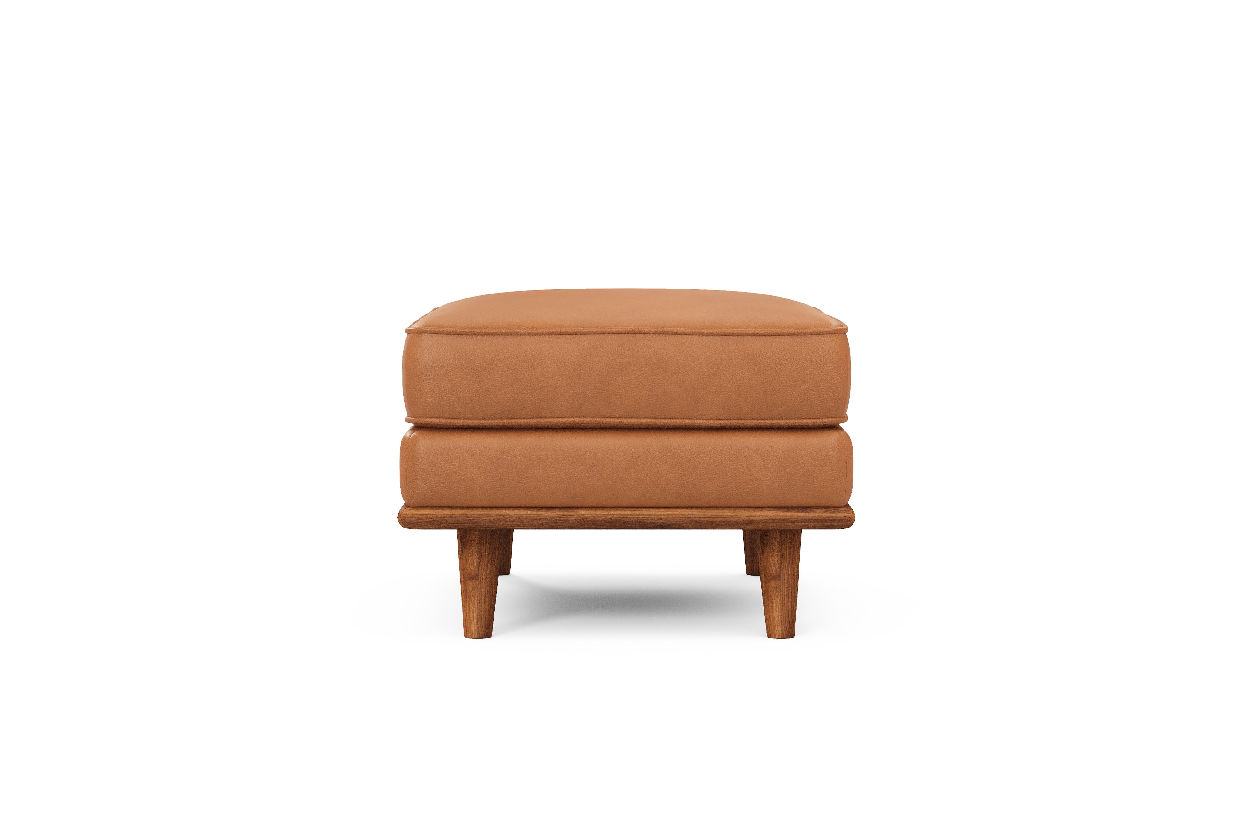 Valencia Artisan Top Grain Leather Ottoman, Cognac