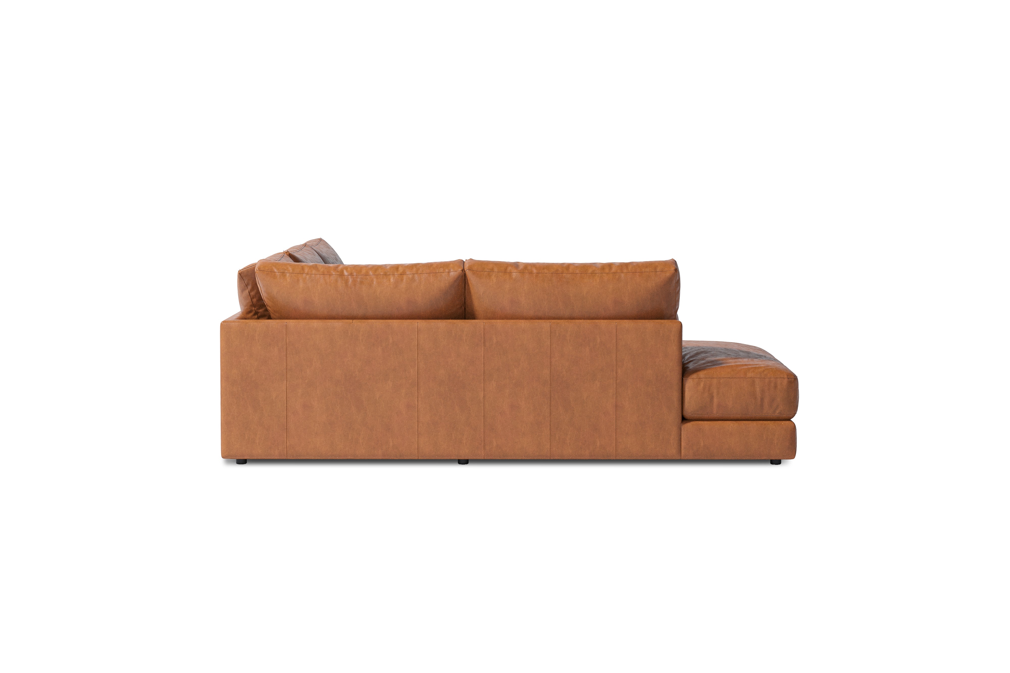 Valencia Serena Leather 2-Piece Left Bumper Chaise Sectional Sofa, Cognac