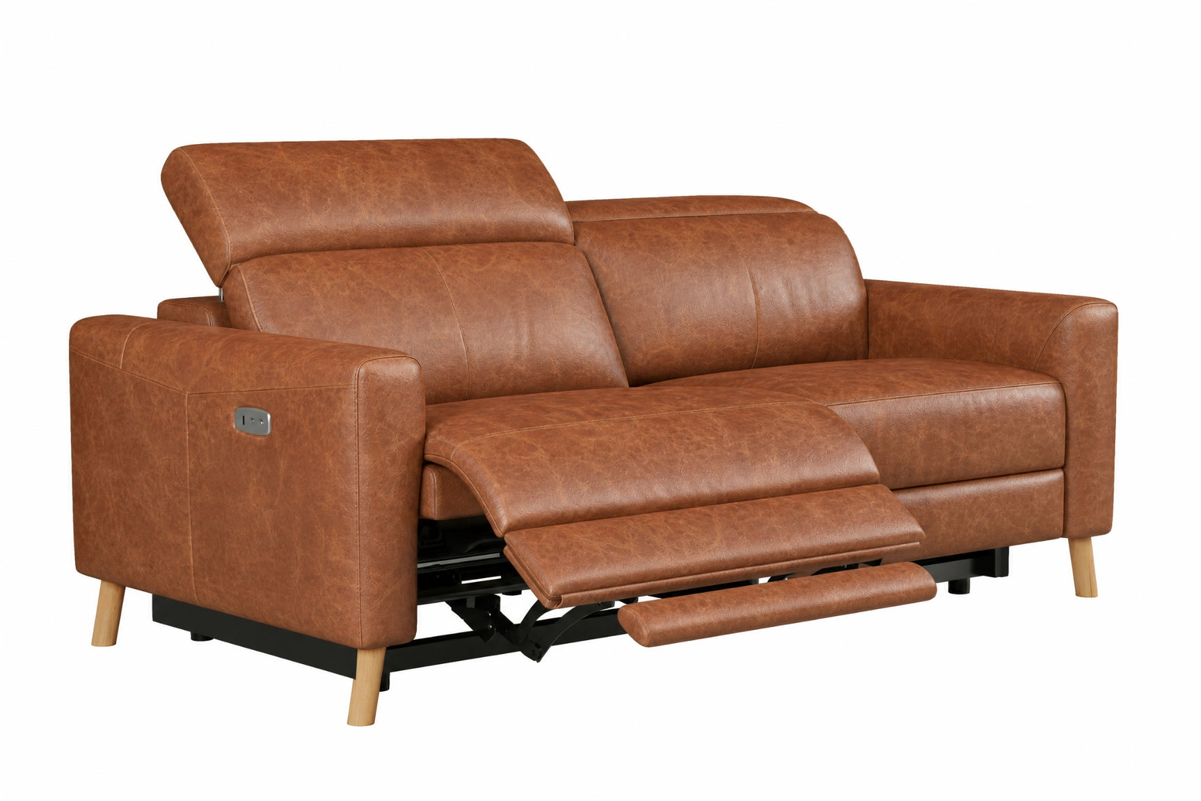 Elodie Distressed Italian Aniline Leather Dual Recliner Sofa