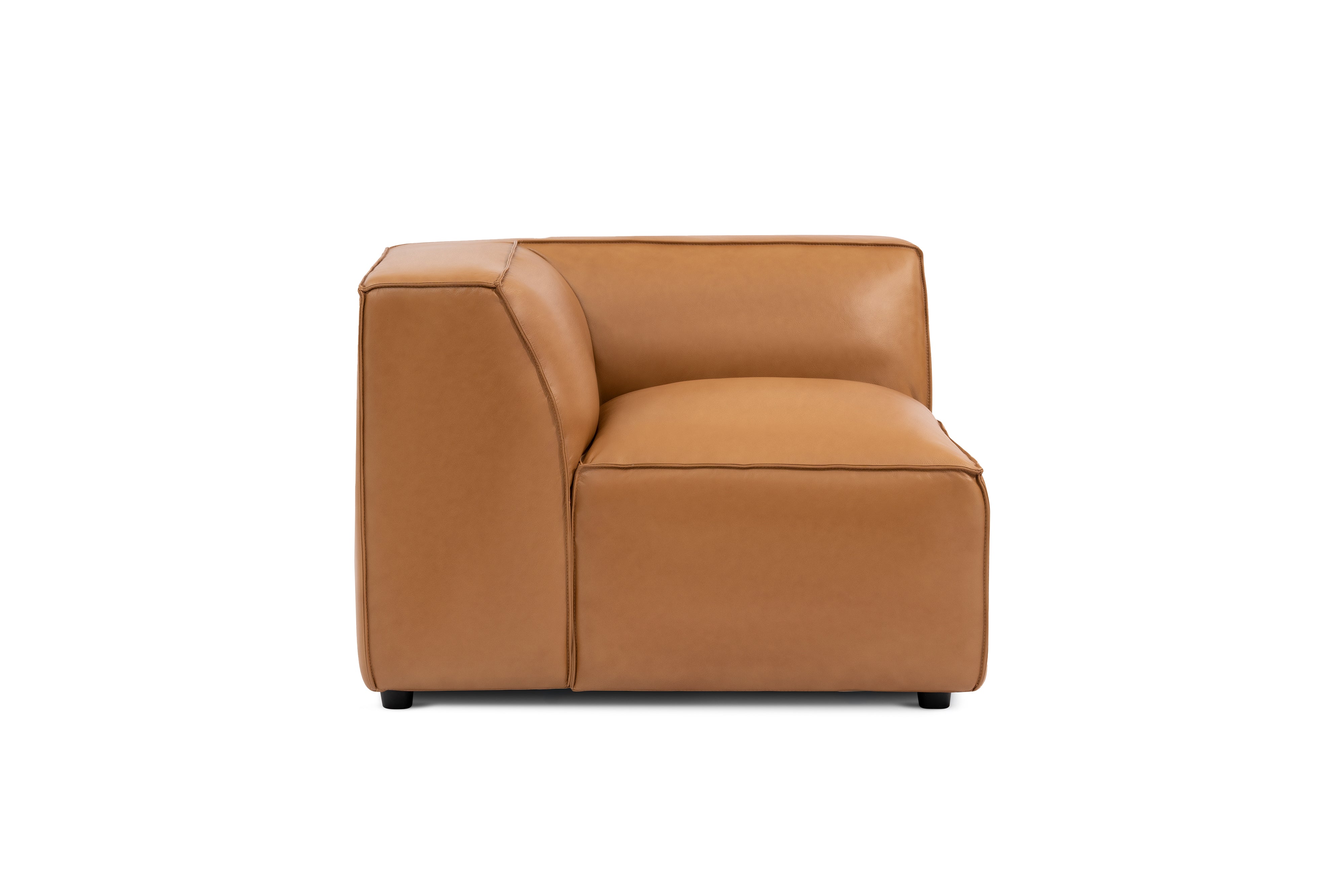 Valencia Nathan Full Aniline Leather Corner Piece, Caramel Brown