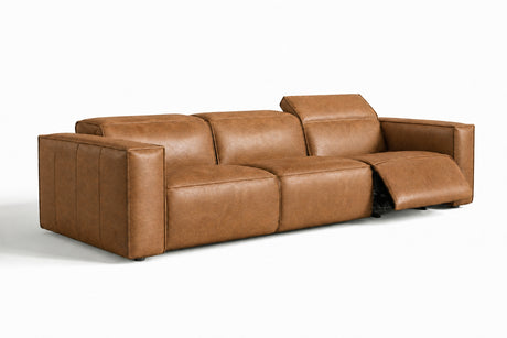 Emery Distressed Italian Aniline Leather Dual Recliner Sofa