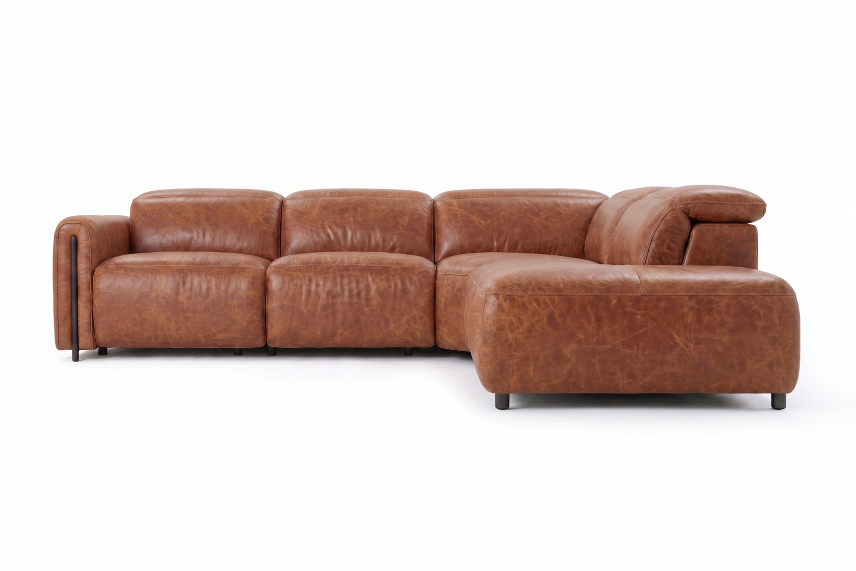 Octavia Distressed Italian Aniline Leather Reclining Corner Sectional Sofa