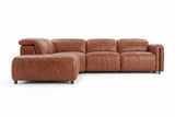 Octavia Distressed Italian Aniline Leather Reclining Corner Sectional Sofa
