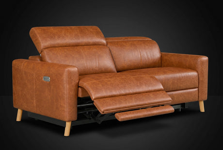 Elodie Distressed Italian Aniline Leather Dual Recliner Sofa