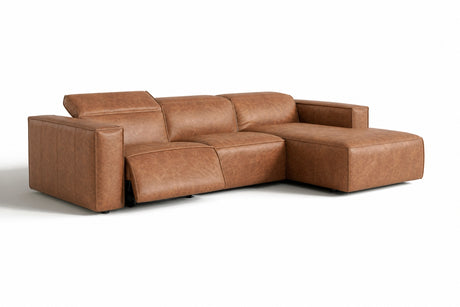 Emery Distressed Italian Aniline Leather Recliner Sectional Sofa
