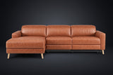 Elodie Distressed Italian Aniline Leather Recliner Sectional Sofa