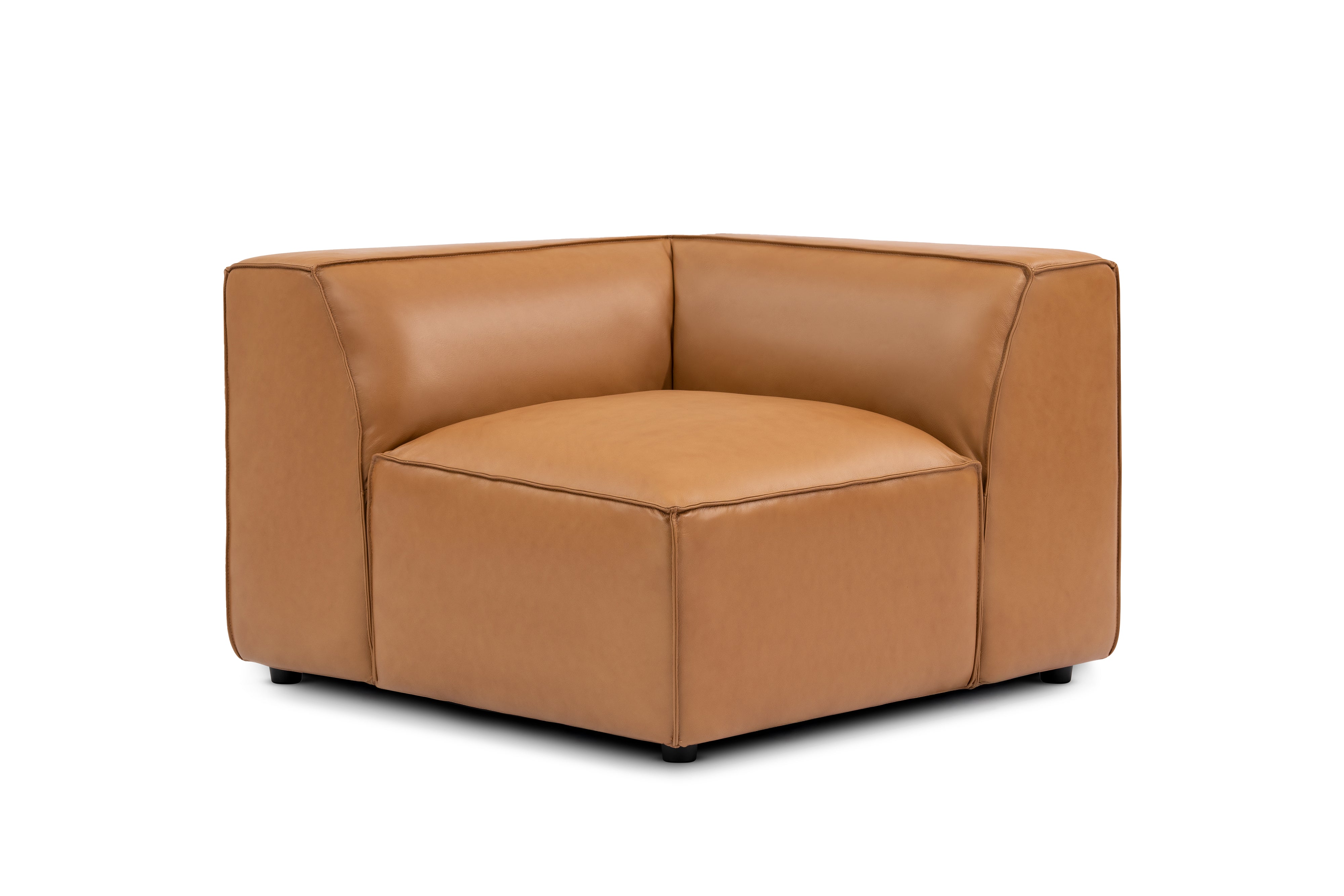 Valencia Nathan Full Aniline Leather Corner Piece, Caramel Brown