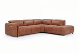 Octavia Distressed Italian Aniline Leather Reclining Corner Sectional Sofa