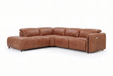 Octavia Distressed Italian Aniline Leather Reclining Corner Sectional Sofa