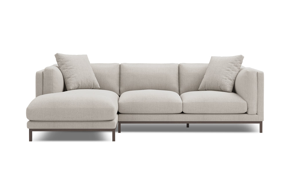 Valencia Bergen Fabric Sectional Sofa with Left Hand Facing Chaise, Beige Color