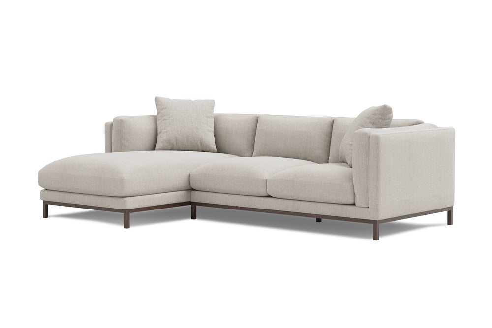 Valencia Bergen Fabric Sectional Sofa with Left Hand Facing Chaise, Beige Color