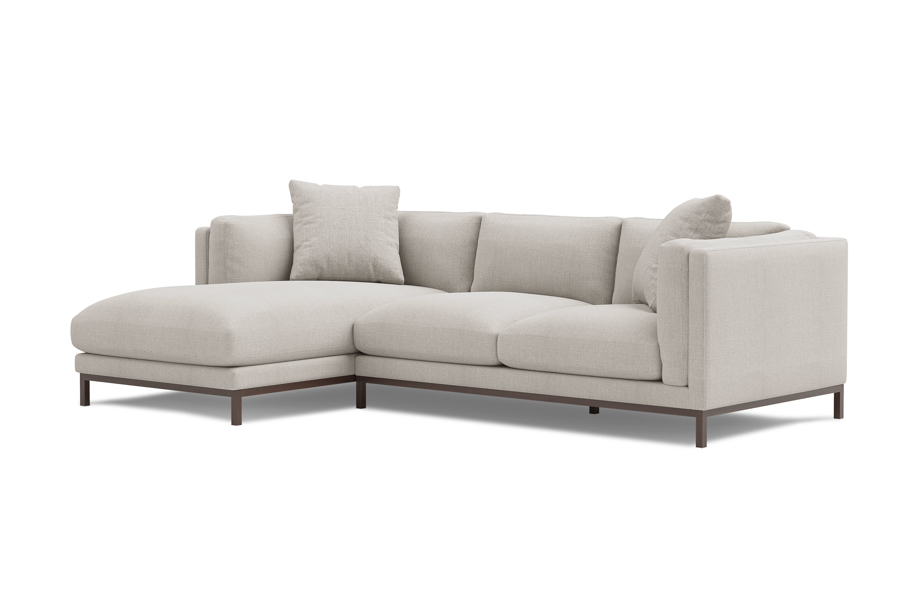 Bergen Fabric Sectional Sofa with Left Arm Chaise and 2 Pillows in Beige