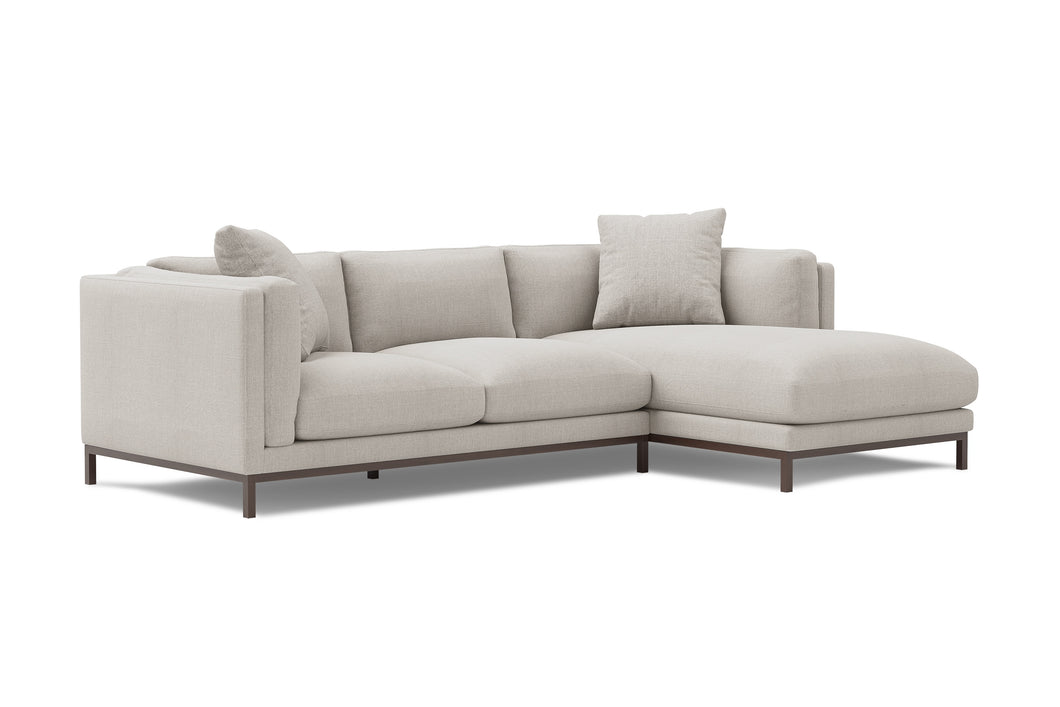 Valencia Bergen Fabric Sectional Sofa with Right Hand Facing Chaise, Beige Color