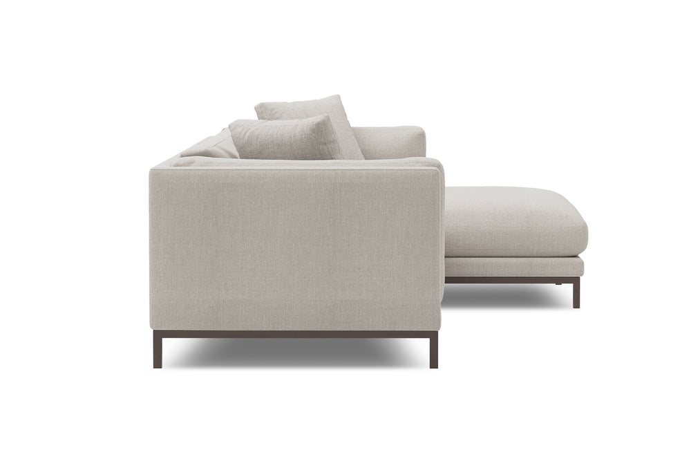 Valencia Bergen Fabric Sectional Sofa with Right Hand Facing Chaise, Beige Color