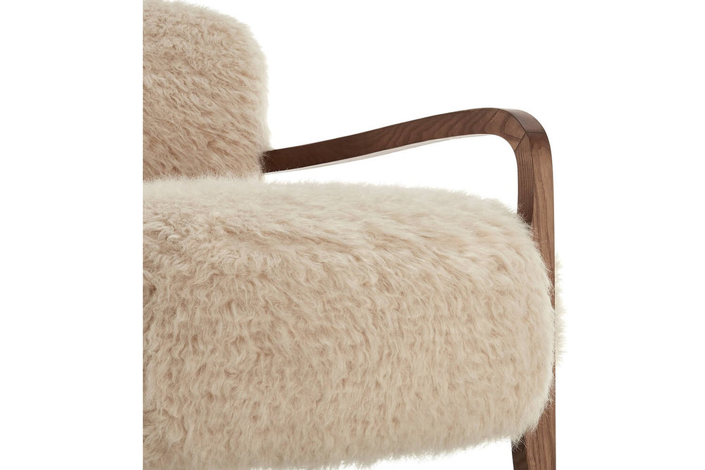 Valencia Willow Faux Sheepskin Accent Armchair, Beige Color