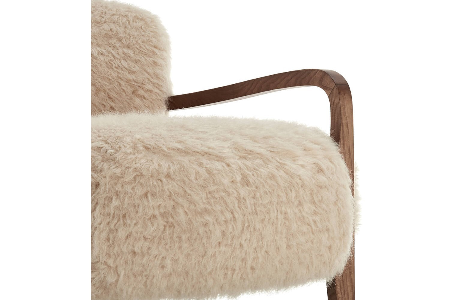 Valencia Willow Faux Sheepskin Accent Chair with Ottoman, Beige