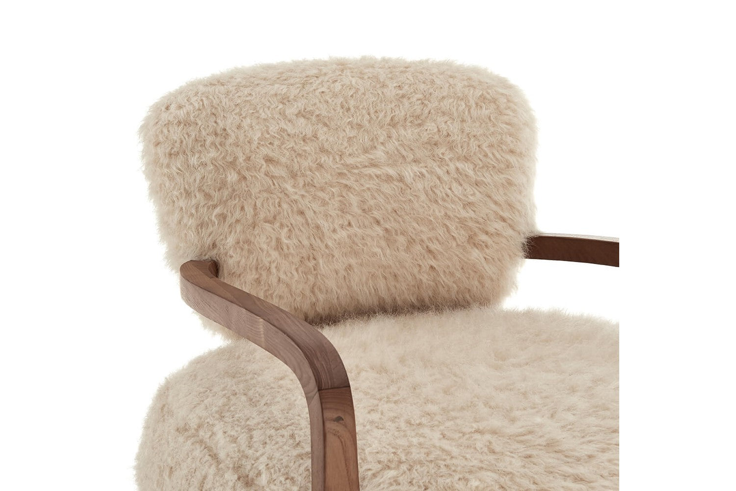 Valencia Willow Faux Sheepskin Accent Chair with Ottoman, Beige