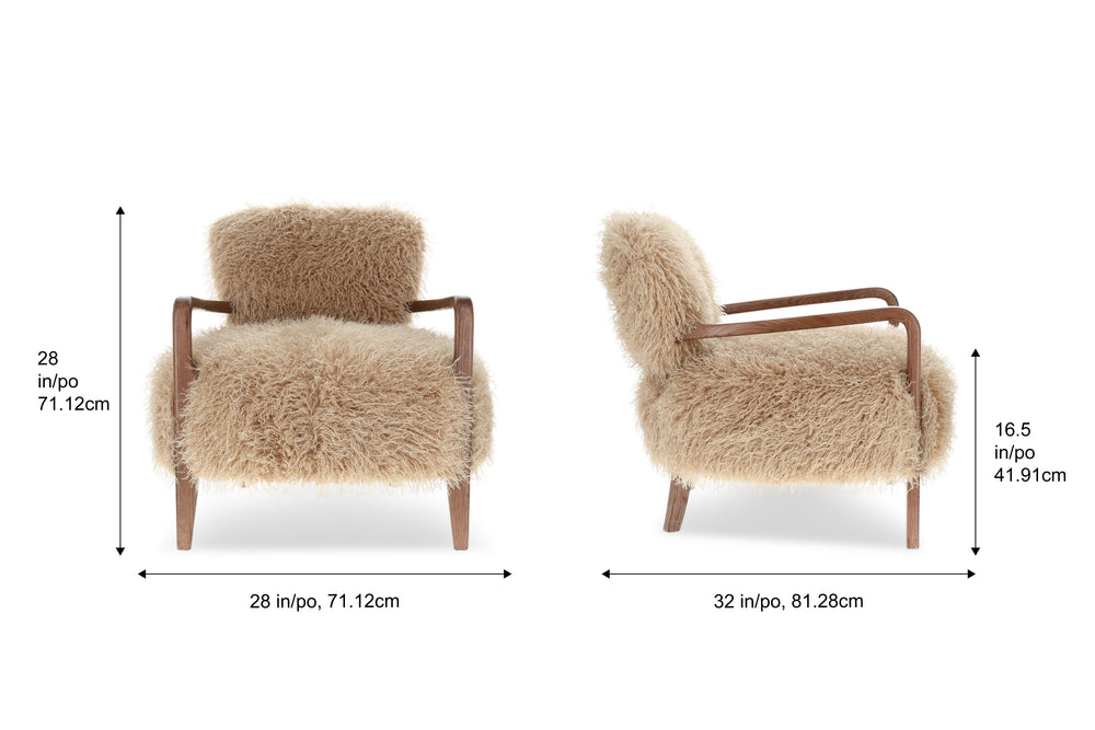 Valencia Willow Faux Sheepskin Accent Chair, Beige Color