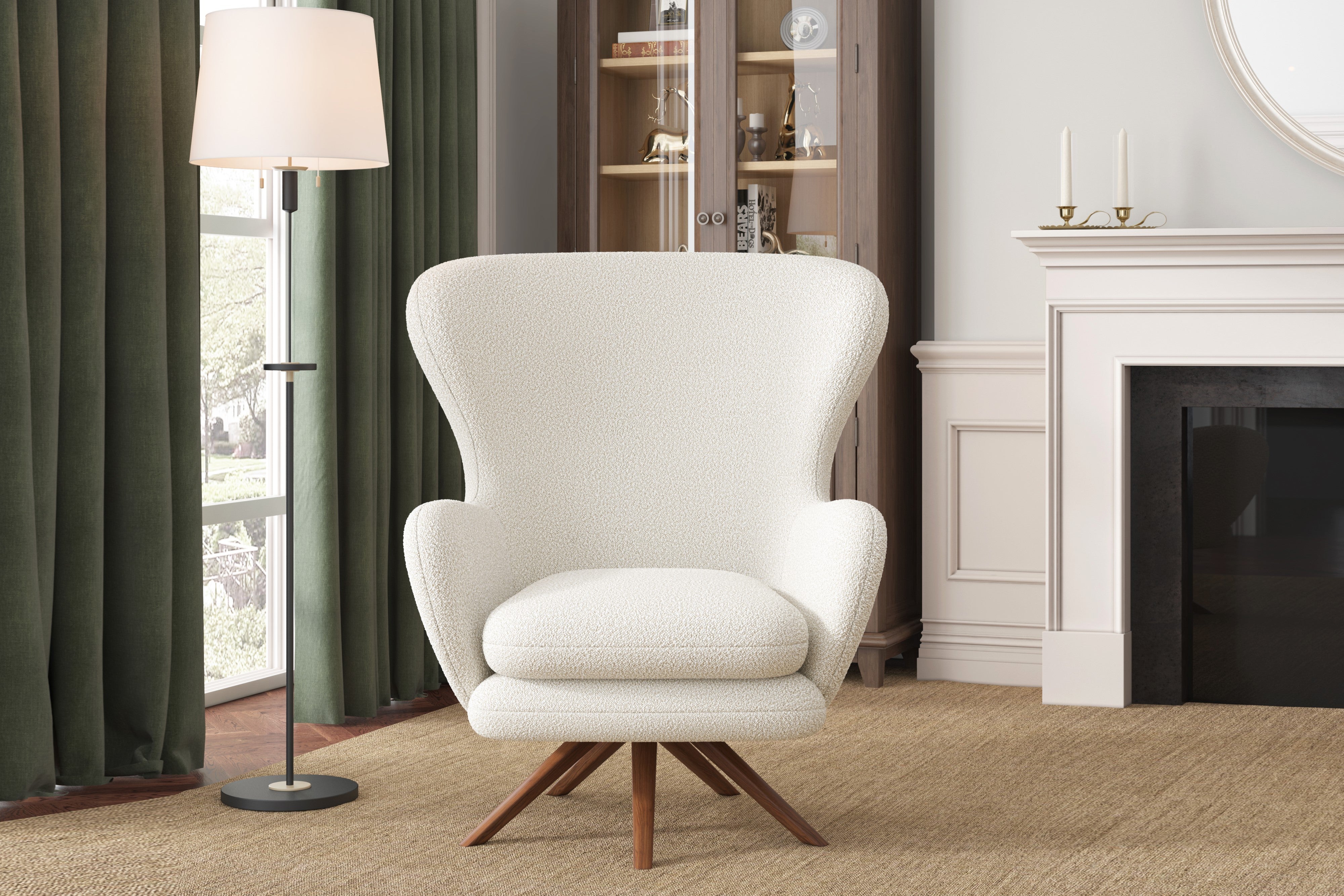 Valencia Winston Fabric Swivel Accent Chair, Beige