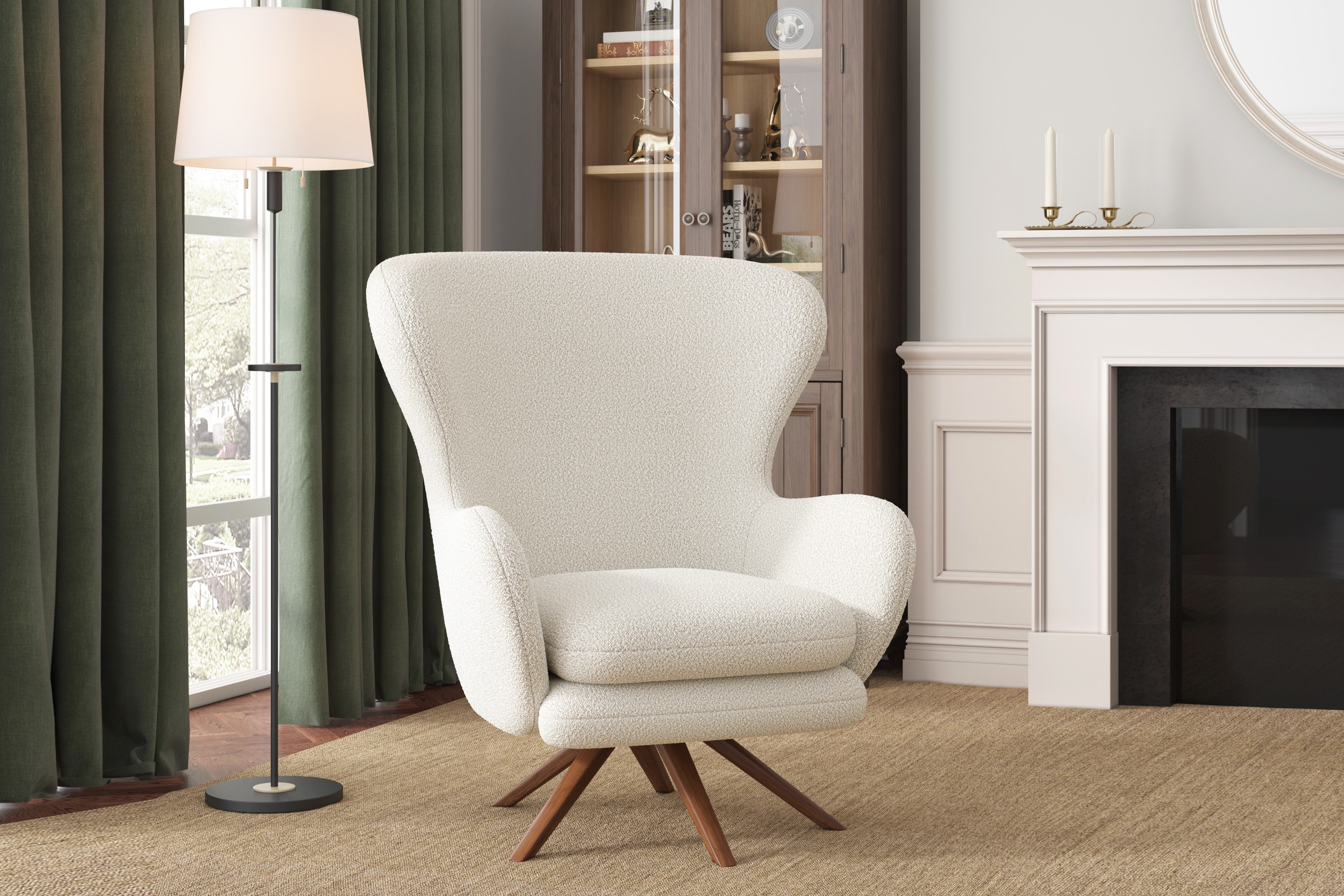 Valencia Winston Fabric Swivel Accent Chair, Beige